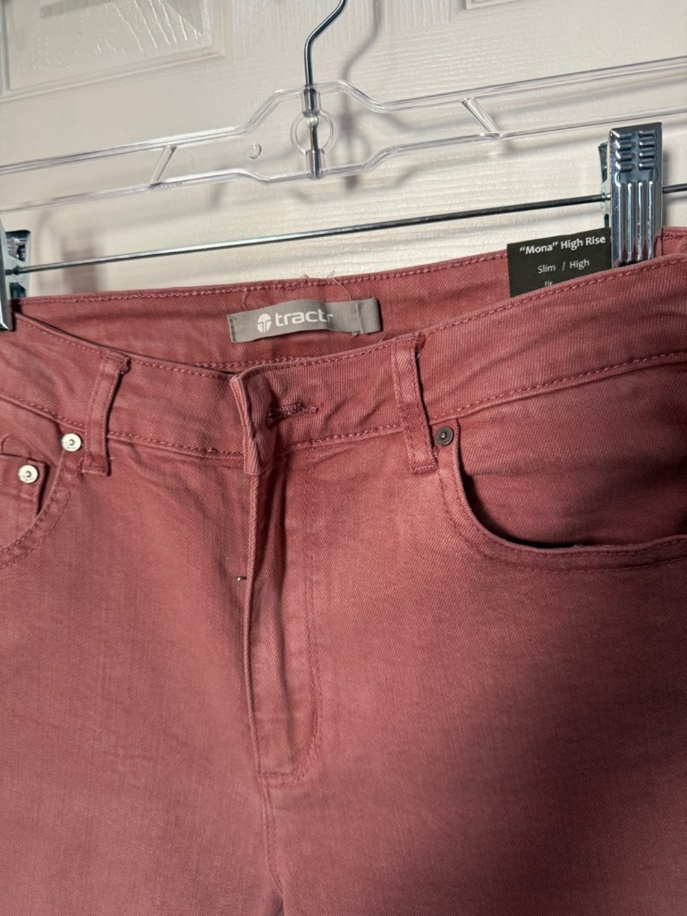 Tractr High-Rise Slim Jeans in Mauve Rose